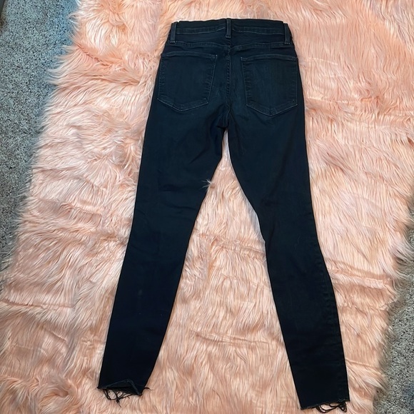 Frame Le High Skinny Super Dark‎ Wash Distressed Stretch Jeans Size 25 - Picture 4 of 8
